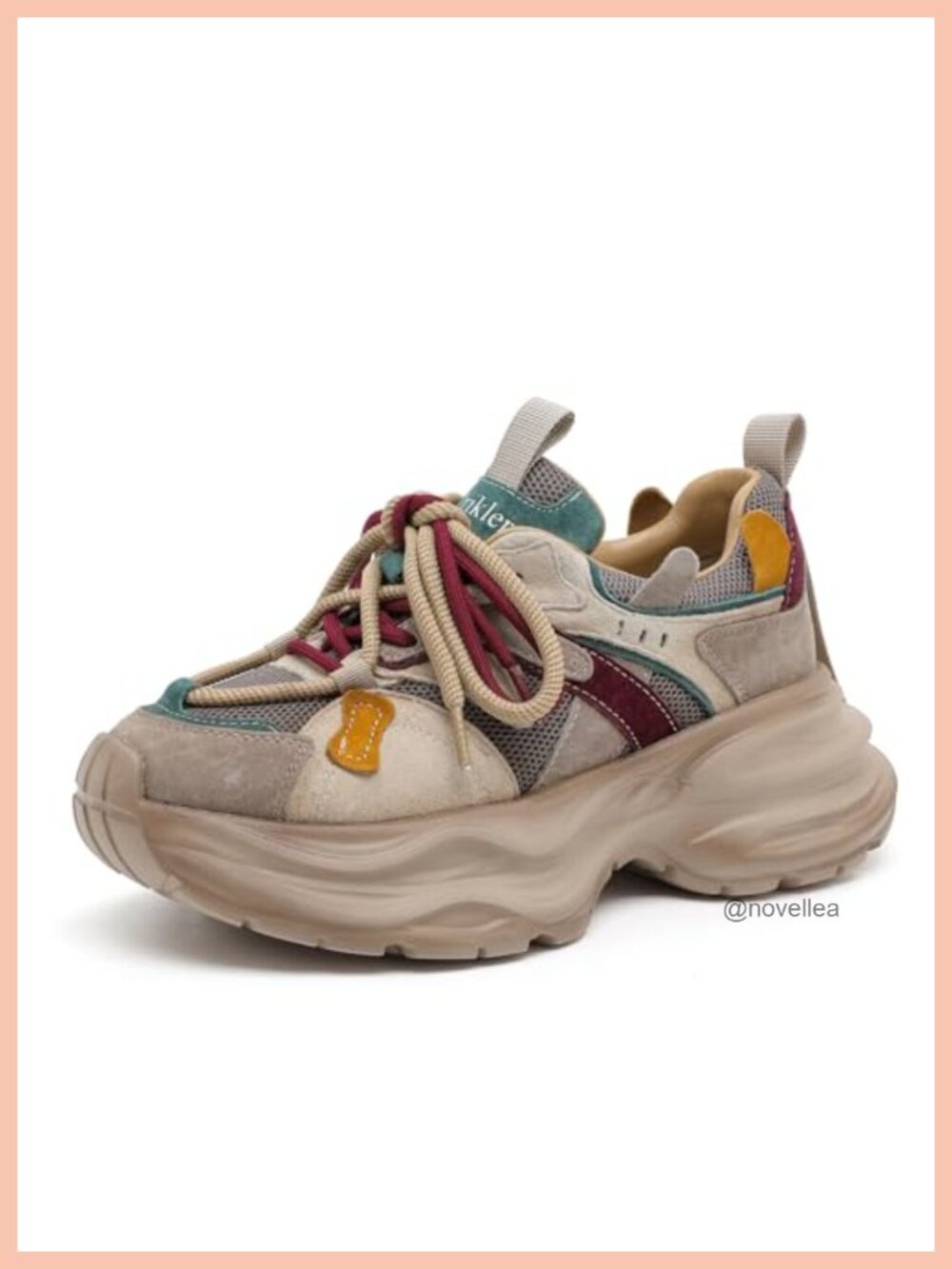 Women's Platform Sneakers Breathable Mesh Leather Lace Up Walking Shoes